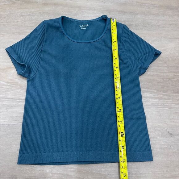Out From Under Urban Outfitters Tee Stretch Ribbed Crop Fitted XS/S Teal - Picture 3 of 6